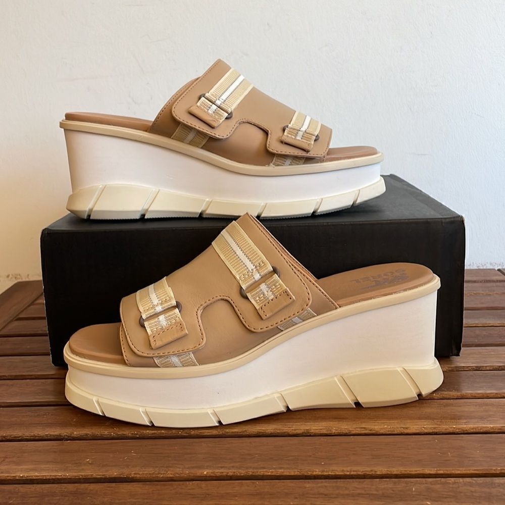 Sorel Joanie III Wedge Slide Adjustable Vamp Strap Sandals US Women 8/UK 6/EU 39